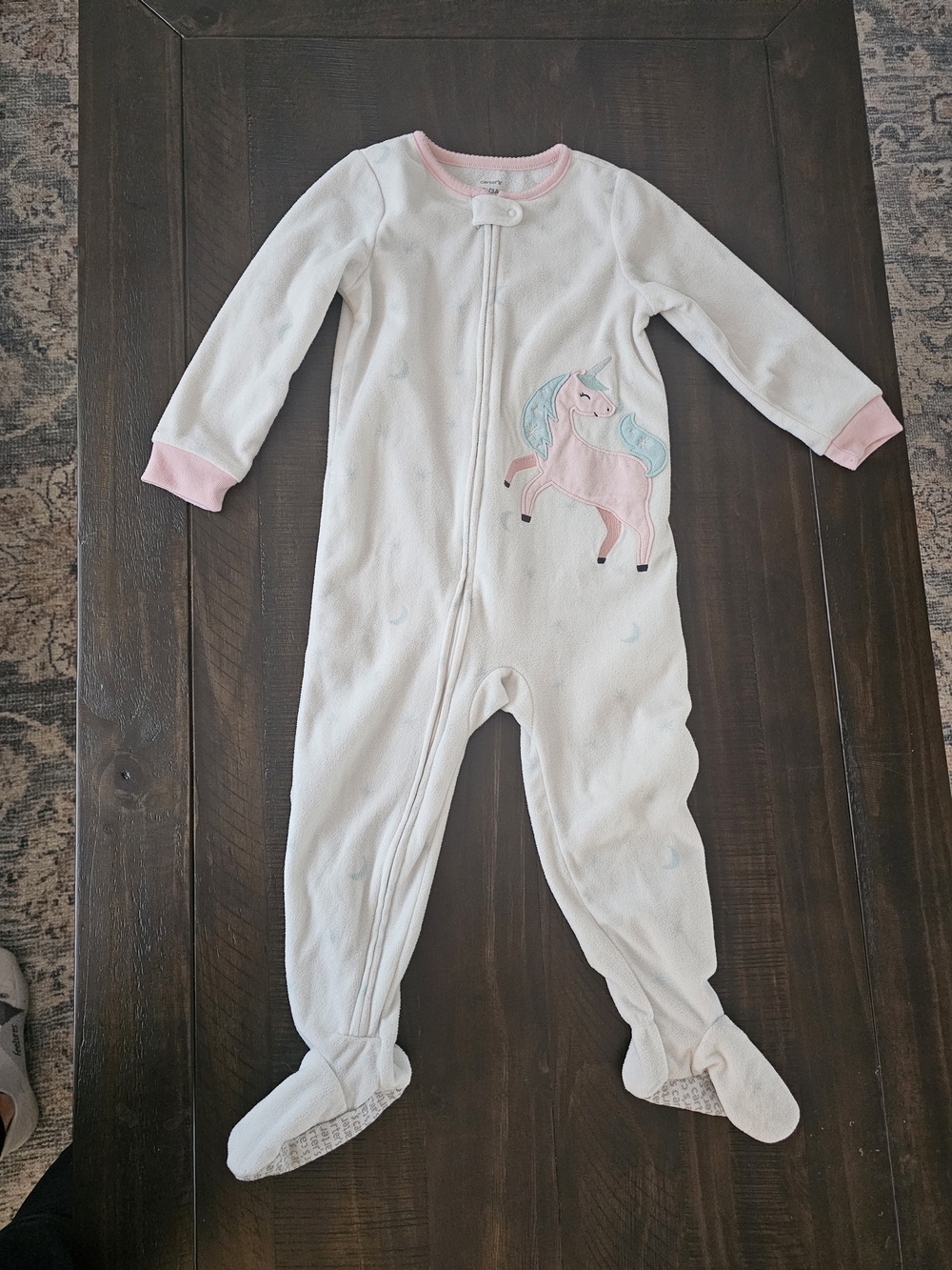 White & Pink Unicorn Footed One-Piece Pajamas - Kids